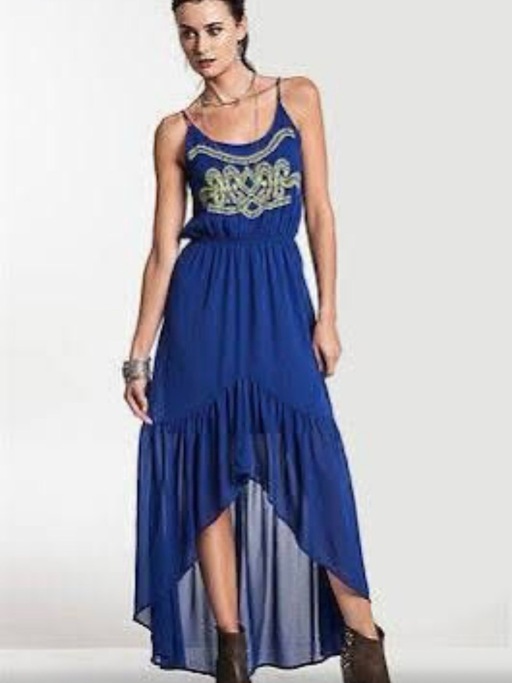 Excellent! Umgee High-Low Maxi Dress Embroidered High-Low Maxi Dress Size Small